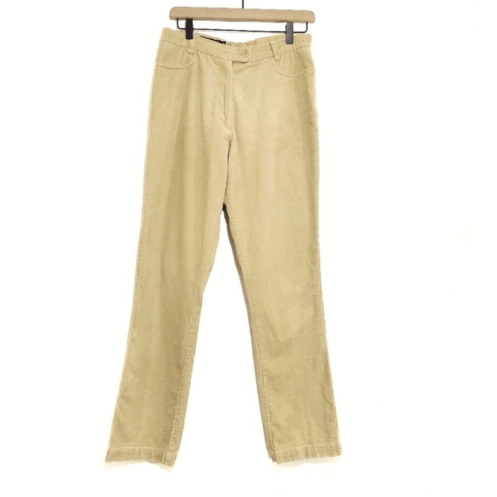 F. by Faconnable | Warm Tan Straight Leg Corduroy Trousers High Waist